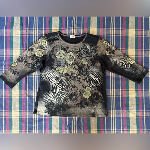 Cactus Y2K Floral Rhinestone Top - Picture 1 of 11